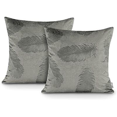 AmeliaHome Kussensloop 45 x 45 cm set van 2 kussenslopen met ritssluiting paau veren grijs AmeliaHome Kussensloop 45 x 45 cm set van 2 kussenslopen met ritssluiting paau veren grijs