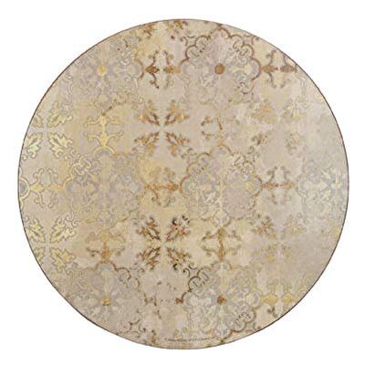 Creative Set van 4 ronde placemats met kurken achterkant, 29 cm, placemats met bedrukte ontwerpen, goud/grijs Creative Set van 4 ronde placemats met kurken achterkant, 29 cm, placemats met bedrukte ontwerpen, goud/grijs
