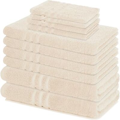 Lavea ® Badhanddoekenset, 10 stuks, crème 100% katoen – 4 x handdoeken, 2 x douchehanddoeken, 2 x gastendoekjes, 2 x washandjes Lavea ® Badhanddoekenset, 10 stuks, crème 100% katoen – 4 x handdoeken, 2 x douchehanddoeken, 2 x gastendoekjes, 2 x washandjes