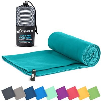 Fit-Flip microvezel handdoek sporthanddoek voor krachttraining compacte, ultralichte en sneldrogende zwembadhanddoek microvezel badhanddoek (70 x 140 cm petrol) Fit-Flip microvezel handdoek sporthanddoek voor krachttraining compacte, ultralichte en sneldrogende zwembadhanddoek microvezel badhanddoek (70 x 140 cm petrol)
