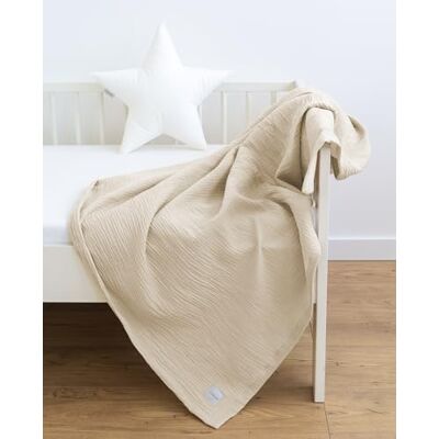 LOOLAY Chiffon deken, 95 x 95 cm, 100% Europees katoen, licht ademend, zomerdeken voor kinderen, wikkeldeken, reisdeken en strandlaken (beige) LOOLAY Chiffon deken, 95 x 95 cm, 100% Europees katoen, licht ademend, zomerdeken voor kinderen, wikkeldeken, reisdeken en strandlaken (beige)