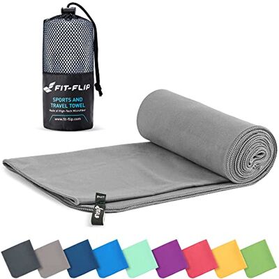 Fit-Flip microvezel handdoek sporthanddoek voor krachttraining compacte, ultralichte en sneldrogende zwembadhanddoek microvezel badhanddoek (70 x 140 cm grijs) Fit-Flip microvezel handdoek sporthanddoek voor krachttraining compacte, ultralichte en sneldrogende zwembadhanddoek microvezel badhanddoek (70 x 140 cm grijs)