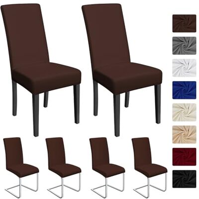 BalladHome Stoelhoezen, 6-delig, stoelhoezen, 6-delig, elastisch, afneembaar, wasbaar, stoelhoes voor hoes voor hotel, eetkamer, banket (6 stuks, bruin) BalladHome Stoelhoezen, 6-delig, stoelhoezen, 6-delig, elastisch, afneembaar, wasbaar, stoelhoes voor hoes voor hotel, eetkamer, banket (6 stuks, bruin)