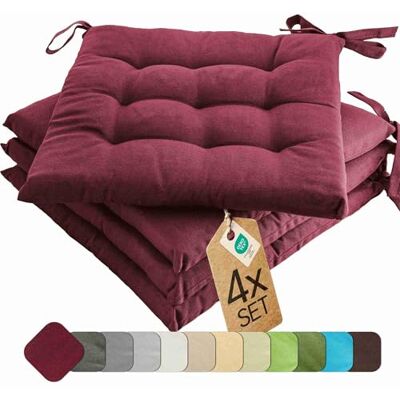 etérea Himmlische Qualität etérea Stoelkussen, 40 x 40 cm, bordeaux, voor binnen en buiten, met banden, set van 4 zitkussens voor tuinstoel en eetkamerstoel, basic, gemaakt in groen door Oeko-Tex, wasbaar op 30 °C etérea Himmlische Qualität etérea Stoelkussen, 40 x 40 cm, bordeaux, voor binnen en buiten, met banden, set van 4 zitkussens voor tuinstoel en eetkamerstoel, basic, gemaakt in groen door Oeko-Tex, wasbaar op 30 °C