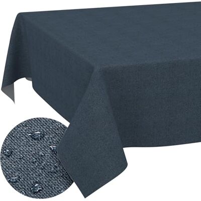 ANRO Afwasbaar tafelkleed in linnenlook, donkerblauw, rechthoekig, 280 x 140 cm, tuintafelkleed voor binnen en buiten, waterdicht, vuilafstotend, onderhoudsvriendelijk, snijrand linge de table en tissu enduit – anti-taches et imperméable, facile d’entre ANRO Afwasbaar tafelkleed in linnenlook, donkerblauw, rechthoekig, 280 x 140 cm, tuintafelkleed voor binnen en buiten, waterdicht, vuilafstotend, onderhoudsvriendelijk, snijrand linge de table en tissu enduit – anti-taches et imperméable, facile d’entre