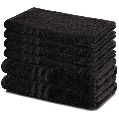 Lavea ® Badhanddoekenset, 6-delig, zwart 100% katoen, 4 x handdoeken 50 x 100 cm, 2 x douchehanddoeken 70 x 140 cm, absorberend en duurzaam, voor thuis Lavea ® Badhanddoekenset, 6-delig, zwart 100% katoen, 4 x handdoeken 50 x 100 cm, 2 x douchehanddoeken 70 x 140 cm, absorberend en duurzaam, voor thuis