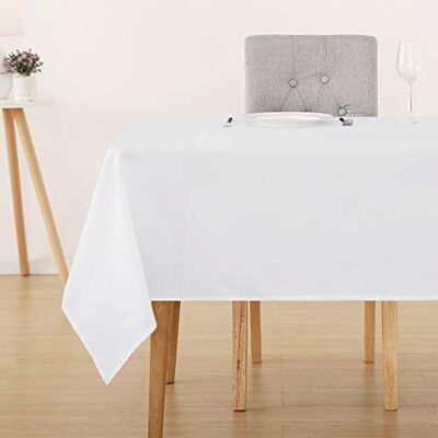 Deconovo Tafelkleed, vuilafstotend, waterbestendig, voor terras, 130 x 130 cm, wit Deconovo Tafelkleed, vuilafstotend, waterbestendig, voor terras, 130 x 130 cm, wit