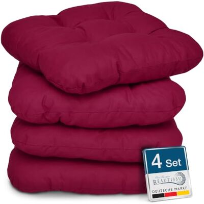 Beautissu set van 4 Zitkussens 40x40 cm Lisa Comfortabel stoelkussen stoelpads zitkussen met 8 cm vulling Zacht eetkamer stoel bank kussen in Rood 40x40cm rouge coussin de 8cm pour les chaises de jardin rembourrage galette intérieures assise Lisa Beautissu set van 4 Zitkussens 40x40 cm Lisa Comfortabel stoelkussen stoelpads zitkussen met 8 cm vulling Zacht eetkamer stoel bank kussen in Rood 40x40cm rouge coussin de 8cm pour les chaises de jardin rembourrage galette intérieures assise Lisa