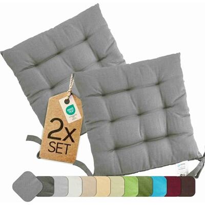etérea Himmlische Qualität etérea Stoelkussen, 40 x 40 cm, grijs, voor buiten en binnen, met banden, zitkussen, set van 2 voor tuin- en eetkamerstoelen, basic, Made in Green by Oeko-Tex, wasbaar op 30 °C etérea Himmlische Qualität etérea Stoelkussen, 40 x 40 cm, grijs, voor buiten en binnen, met banden, zitkussen, set van 2 voor tuin- en eetkamerstoelen, basic, Made in Green by Oeko-Tex, wasbaar op 30 °C