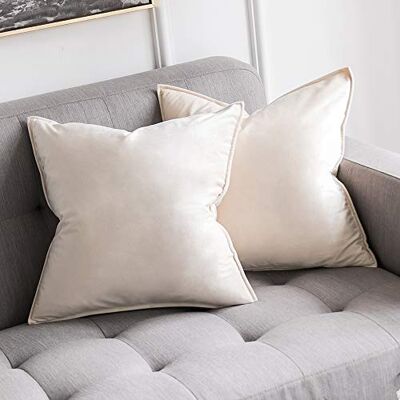 MIULEE Fluwelen kussenhoes, decoratief, superzacht, met biesjes, voor zetel, klikklak, woning, woonkamer, slaapkamer, als kussensloop of decoratie, 2 stuks, 45 x 45 cm, beige MIULEE Fluwelen kussenhoes, decoratief, superzacht, met biesjes, voor zetel, klikklak, woning, woonkamer, slaapkamer, als kussensloop of decoratie, 2 stuks, 45 x 45 cm, beige
