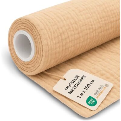Amazinggirl Katoenen chiffon per meter – lichte en ademende gaasstof Zacht gaas voor naaien plaid tafelloper servetten zomerjurk baby Oeko Tex 1 m x 160 cm beige Amazinggirl Katoenen chiffon per meter – lichte en ademende gaasstof Zacht gaas voor naaien plaid tafelloper servetten zomerjurk baby Oeko Tex 1 m x 160 cm beige