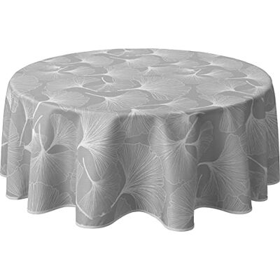 Le linge de Jules Biloba Tafelkleed, vuilafstotend, rond, 160 cm, grijs, wit Le linge de Jules Biloba Tafelkleed, vuilafstotend, rond, 160 cm, grijs, wit