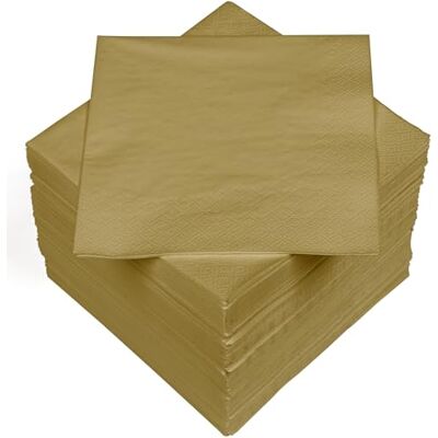 Heku 30241-24: 100 effen papieren servetten, 3-laags, 33 x 33 cm, goud Heku 30241-24: 100 effen papieren servetten, 3-laags, 33 x 33 cm, goud