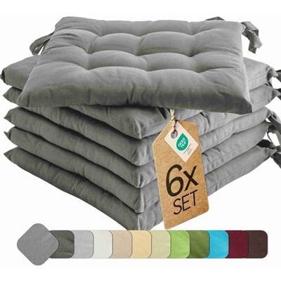 etérea Himmlische Qualität etérea Stoelkussen, 40 x 40 cm, grijs, voor buiten en binnen, met banden, zitkussen, set van 6 voor tuin- en eetkamerstoelen, basic, Made in Green by Oeko-Tex, wasbaar op 30 °C etérea Himmlische Qualität etérea Stoelkussen, 40 x 40 cm, grijs, voor buiten en binnen, met banden, zitkussen, set van 6 voor tuin- en eetkamerstoelen, basic, Made in Green by Oeko-Tex, wasbaar op 30 °C