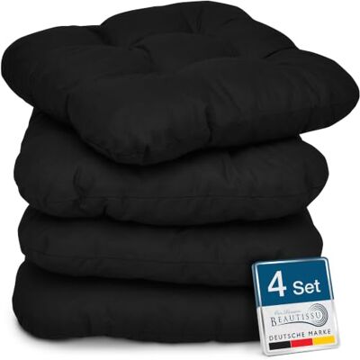 Beautissu set van 4 Zitkussens 40x40 cm Lisa Comfortabel stoelkussen stoelpads zitkussen met 8 cm vulling Zacht eetkamer stoel bank kussen in Zwart 40x40cm de 8cm Noir Coussin Souple pour Les chaises de Jardin d'assise rembourrage galette exterieur sièg Beautissu set van 4 Zitkussens 40x40 cm Lisa Comfortabel stoelkussen stoelpads zitkussen met 8 cm vulling Zacht eetkamer stoel bank kussen in Zwart 40x40cm de 8cm Noir Coussin Souple pour Les chaises de Jardin d'assise rembourrage galette exterieur sièg