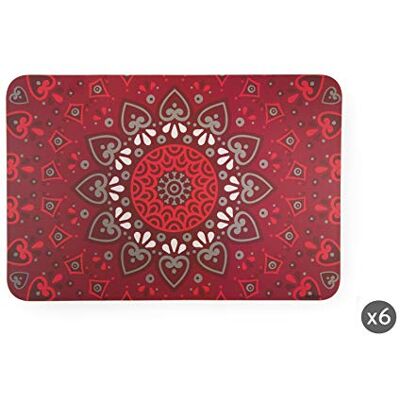 Excelsa Mandala Set van 6 placemats, 43 x 29 cm, rood Excelsa Mandala Set van 6 placemats, 43 x 29 cm, rood