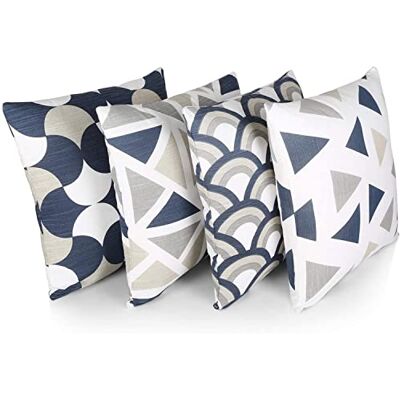 Penguin Home ® Set van 4 vierkante kussenslopen, decoratief, dubbelzijdig 100% katoen, met onzichtbare ritssluiting, 45 x 45 x 1 cm Penguin Home ® Set van 4 vierkante kussenslopen, decoratief, dubbelzijdig 100% katoen, met onzichtbare ritssluiting, 45 x 45 x 1 cm