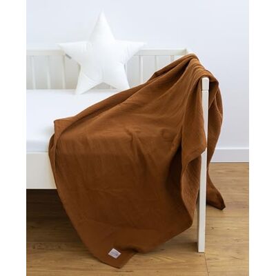 LOOLAY Chiffon deken, 120 x 120 cm, 100% Europees katoen, licht ademend, zomerdeken voor kinderen, wikkeldeken, reisdeken en strandlaken (karamel) LOOLAY Chiffon deken, 120 x 120 cm, 100% Europees katoen, licht ademend, zomerdeken voor kinderen, wikkeldeken, reisdeken en strandlaken (karamel)