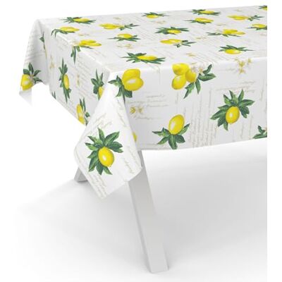 ANRO Afwasbaar tafelzeil, tuintafelkleed, rond, ovaal, rechthoekig, 240 x 140 cm, met afgesneden rand, motief citroenen ANRO Afwasbaar tafelzeil, tuintafelkleed, rond, ovaal, rechthoekig, 240 x 140 cm, met afgesneden rand, motief citroenen
