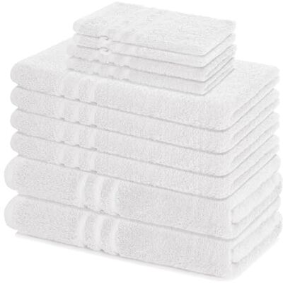 Lavea Elena, 10-delige handdoekenset, wit, 4 x handdoek, 2 x douchehanddoek, 2 x gastendoek, 2 x washandje, 100% katoen 100% katoen – 4 x handdoeken, 2 x douchehanddoeken, 2 x gastendoekjes, 2 x washandjes Lavea Elena, 10-delige handdoekenset, wit, 4 x handdoek, 2 x douchehanddoek, 2 x gastendoek, 2 x washandje, 100% katoen 100% katoen – 4 x handdoeken, 2 x douchehanddoeken, 2 x gastendoekjes, 2 x washandjes