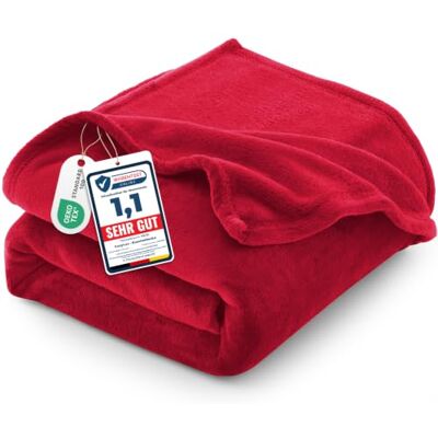 CozyLux Knuffeldeken, bankovertrek, 230 x 270 cm, voor 4 seizoenen, zacht, warm, licht, flanel, voor de bank, 270 x 230 cm, rood CozyLux Knuffeldeken, bankovertrek, 230 x 270 cm, voor 4 seizoenen, zacht, warm, licht, flanel, voor de bank, 270 x 230 cm, rood