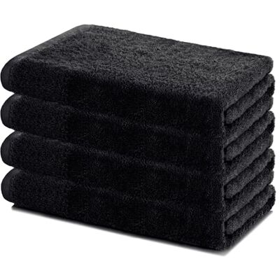 Lavea ® Set van 4 badhanddoeken, 40 x 70 cm, zwart 100% katoen – handdoeken, douchehanddoeken en handdoekensets, zacht en zeer absorberend, Oeko-Tex®-gecertificeerd Lavea ® Set van 4 badhanddoeken, 40 x 70 cm, zwart 100% katoen – handdoeken, douchehanddoeken en handdoekensets, zacht en zeer absorberend, Oeko-Tex®-gecertificeerd