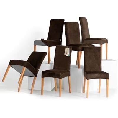 RESTILO Set van 6 stoelhoezen, rekbaar, afneembaar, wasbaar, voor eetkamer, keuken, restaurant, hotel, banket, bruiloft, feest, Sento bruin RESTILO Set van 6 stoelhoezen, rekbaar, afneembaar, wasbaar, voor eetkamer, keuken, restaurant, hotel, banket, bruiloft, feest, Sento bruin