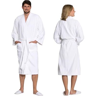 ZOLLNER Badjas in wit huidvriendelijk en super absorberend voor dames en heren katoen maat S-6XL wasbaar op 95 °C hotelkwaliteit Oeko Tex® gecertificeerd, 019 L ZOLLNER Badjas in wit huidvriendelijk en super absorberend voor dames en heren katoen maat S-6XL wasbaar op 95 °C hotelkwaliteit Oeko Tex® gecertificeerd, 019 L