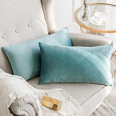 MIULEE Set van 2 fluwelen kussenslopen, decoratieve kussensloop voor de bank, supergladde, zachte kussensloop voor thuis, woonkamer, slaapkamer, 30 x 50 cm, lichtgroen MIULEE Set van 2 fluwelen kussenslopen, decoratieve kussensloop voor de bank, supergladde, zachte kussensloop voor thuis, woonkamer, slaapkamer, 30 x 50 cm, lichtgroen