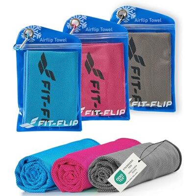 Fit-Flip Koeldoek set van 3 100 x 30 cm, microvezel sporthanddoek, verkoelend, koeldoek, Airflip cooling towel, microvezel handdoek – Kleur: Blauw, Pink, Grijs, Afmetingen: 100 x 30 cm Fit-Flip Koeldoek set van 3 100 x 30 cm, microvezel sporthanddoek, verkoelend, koeldoek, Airflip cooling towel, microvezel handdoek – Kleur: Blauw, Pink, Grijs, Afmetingen: 100 x 30 cm