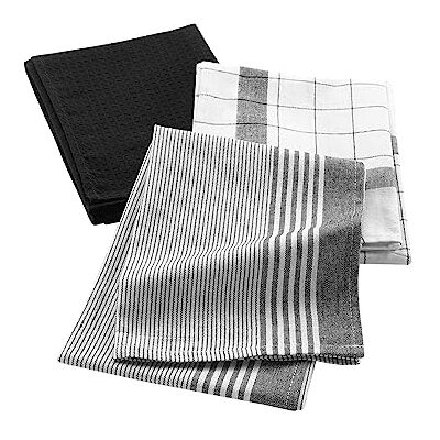 Douceur d'Intérieur 3 theedoeken (50 x 70 cm) Vibrato zwart, katoen geweven honingraat Douceur d'Intérieur 3 theedoeken (50 x 70 cm) Vibrato zwart, katoen geweven honingraat