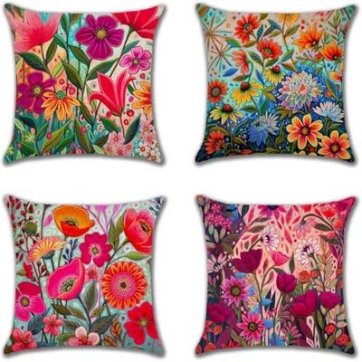 Vonluxeshop Set van 4 kussenslopen, 60 x 60 cm, roze, bloem, vlinder, decoratief, bankkussen, van linnen, voor buiten, voor woonkamer, slaapkamer, binnenplaats, tuin, auto, huis, decoratie, herfst Vonluxeshop Set van 4 kussenslopen, 60 x 60 cm, roze, bloem, vlinder, decoratief, bankkussen, van linnen, voor buiten, voor woonkamer, slaapkamer, binnenplaats, tuin, auto, huis, decoratie, herfst