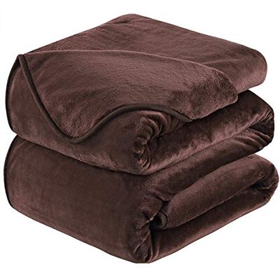 HOZY Dikke, geruite fleecedeken, 220 x 240 cm, chocoladebruine kleur, zacht en warm, deken voor tweepersoonsbed en flanellen deken voor op de sofa, tweezijdig HOZY Dikke, geruite fleecedeken, 220 x 240 cm, chocoladebruine kleur, zacht en warm, deken voor tweepersoonsbed en flanellen deken voor op de sofa, tweezijdig