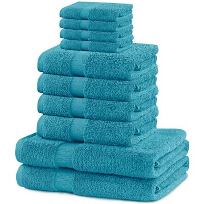 DecoKing Set van 10 katoenen handdoeken in 525 g/m² kwaliteit 4 gastendoekjes 30 x 50 cm 4 handdoeken 50 x 100 cm 2 badhanddoeken 70 x 140 cm turquoise absorberend DecoKing Set van 10 katoenen handdoeken in 525 g/m² kwaliteit 4 gastendoekjes 30 x 50 cm 4 handdoeken 50 x 100 cm 2 badhanddoeken 70 x 140 cm turquoise absorberend