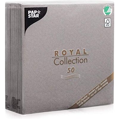 PAPSTAR Royal Collection Servetten, 1/4-laags, 40 x 40 cm, grijs, 50 stuks PAPSTAR Royal Collection Servetten, 1/4-laags, 40 x 40 cm, grijs, 50 stuks