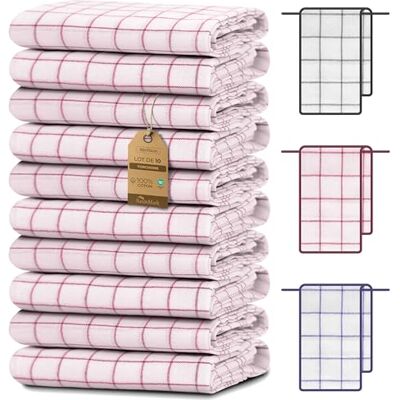 NatureMark Set van 10 theedoeken, 50 x 70 cm, 100% katoen, absorberend en duurzaam, keukendoeken, rode glazen handdoeken NatureMark Set van 10 theedoeken, 50 x 70 cm, 100% katoen, absorberend en duurzaam, keukendoeken, rode glazen handdoeken