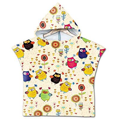Treer Strandhanddoek, poncho, met capuchon, dinosaurus, kinderen, microvezel, sneldrogend, voor sport, badjas, strandhanddoek, zwemhanddoek voor kinderen (60 x 60 cm, gele uil) Treer Strandhanddoek, poncho, met capuchon, dinosaurus, kinderen, microvezel, sneldrogend, voor sport, badjas, strandhanddoek, zwemhanddoek voor kinderen (60 x 60 cm, gele uil)