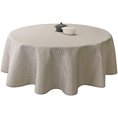 Le linge de Jules Tafelkleed, vuilafstotend, pauw touw, rond, 160 cm, beige, zwart, saffraan Le linge de Jules Tafelkleed, vuilafstotend, pauw touw, rond, 160 cm, beige, zwart, saffraan