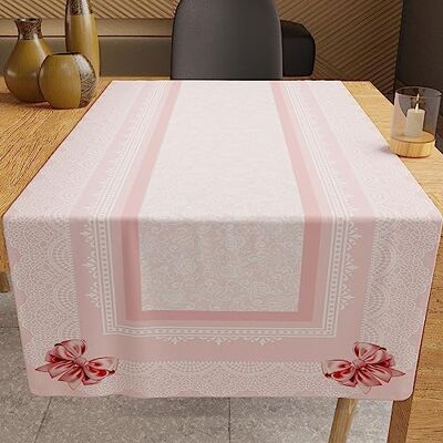 PETTI Artigiani Italiani Keukentextiel accessoires, elegante tafelloper 40 x 140 cm van microvezel, digitaal bedrukt tafelkleed, roze strik, 100% Made in Italy PETTI Artigiani Italiani Keukentextiel accessoires, elegante tafelloper 40 x 140 cm van microvezel, digitaal bedrukt tafelkleed, roze strik, 100% Made in Italy
