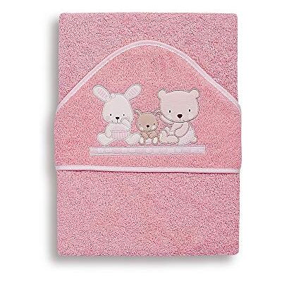 Interbaby 01080-02 Love badhanddoek met capuchon, roze Interbaby 01080-02 Love badhanddoek met capuchon, roze