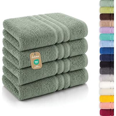 Lavea ® Set van 4 badhanddoeken, 50 x 100 cm, 100% katoen, zacht en absorberend, perfect als handdoek, handdoek of gezicht voor thuis, hotel en spa, eucalyptus 100% Coton – Serviettes Main et Essuie-Mains Douces et Absorbantes pour Salle de Bain, Maison Lavea ® Set van 4 badhanddoeken, 50 x 100 cm, 100% katoen, zacht en absorberend, perfect als handdoek, handdoek of gezicht voor thuis, hotel en spa, eucalyptus 100% Coton – Serviettes Main et Essuie-Mains Douces et Absorbantes pour Salle de Bain, Maison