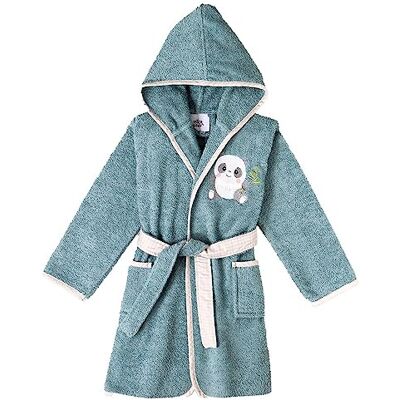 Interbaby Blauwe badjas voor kinderen, 100% katoen, Oeko-Tex, maat: 2-4 jaar Interbaby Blauwe badjas voor kinderen, 100% katoen, Oeko-Tex, maat: 2-4 jaar