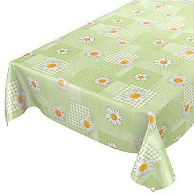 ANRO Tafelzeil, tafelkleed, patchwork, kamille, groen, afwasbaar, waterdicht, per meter, onderhoudsvriendelijk, lotuseffect, 200 x 140 cm ANRO Tafelzeil, tafelkleed, patchwork, kamille, groen, afwasbaar, waterdicht, per meter, onderhoudsvriendelijk, lotuseffect, 200 x 140 cm