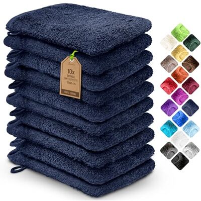 NatureMark NM-HT0835 badstof washandjes, 10-pack, 15 x 21 cm, 100% katoen, marineblauw NatureMark NM-HT0835 badstof washandjes, 10-pack, 15 x 21 cm, 100% katoen, marineblauw