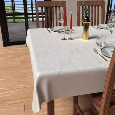 Soleil d'ocre , Luxury Tafelkleed, vierkant, vuilafstotend, 180 x 180 cm, polyester, wit Soleil d'ocre , Luxury Tafelkleed, vierkant, vuilafstotend, 180 x 180 cm, polyester, wit