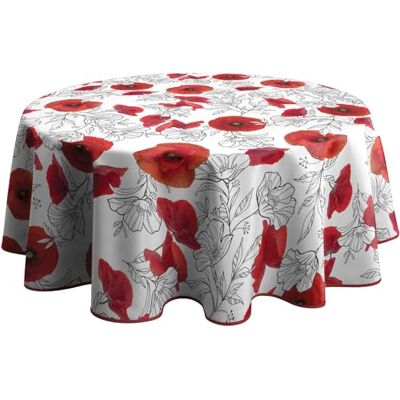 Le linge de Jules Tafelkleed, vuilafstotend, klaproos, rond, 160 cm Le linge de Jules Tafelkleed, vuilafstotend, klaproos, rond, 160 cm