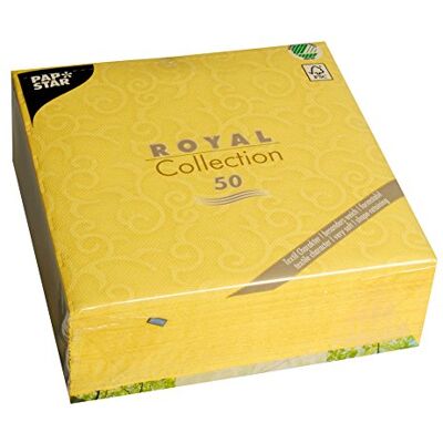 PAPSTAR , Casali #84881 servetten "Royal Collection" 1/4 gevouwen, 40 x 40 cm, geel, 50 stuks PAPSTAR , Casali #84881 servetten "Royal Collection" 1/4 gevouwen, 40 x 40 cm, geel, 50 stuks