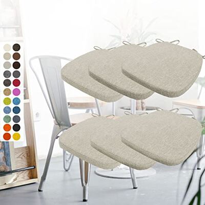 Aselbia Set van 6 stoelkussens 40 x 38 x 3 cm met linten, wasbaar, antislip, afneembaar, met ritssluiting, beige/grijs Aselbia Set van 6 stoelkussens 40 x 38 x 3 cm met linten, wasbaar, antislip, afneembaar, met ritssluiting, beige/grijs