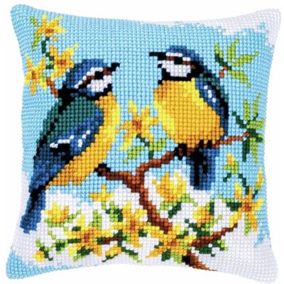 Vervaco Counted Cross Stitch Cushion Set 16 inch x 16 inch Blue Tits -V0145669 Vervaco Counted Cross Stitch Cushion Set 16 inch x 16 inch Blue Tits -V0145669