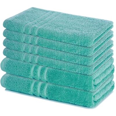 Lavea ® Badhanddoekenset, 6-delig, turquoise 100% katoen, 4 x handdoeken 50 x 100 cm, 2 x douchehanddoeken 70 x 140 cm, absorberend en duurzaam, voor thuis Lavea ® Badhanddoekenset, 6-delig, turquoise 100% katoen, 4 x handdoeken 50 x 100 cm, 2 x douchehanddoeken 70 x 140 cm, absorberend en duurzaam, voor thuis